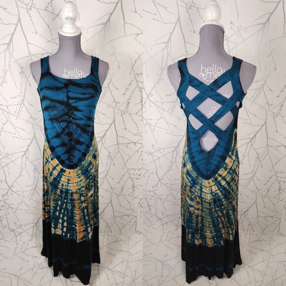 Arcane Coda Artsy Tie Dye Strappy Open Back Maxi Dress - Picture 1 of 4